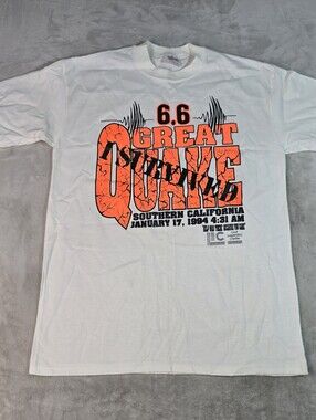 VTG NWOT Survived 6.6 Great Quake California 90s Single Stitched Shirt Lg